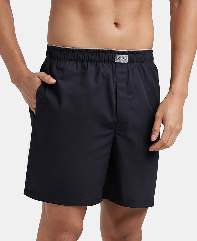 Jockey MC10 Men's Super Combed Mercerized Cotton Woven Fabric Boxer Shorts