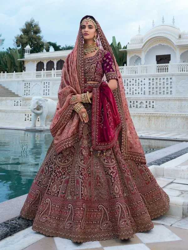 Pepiottoz Bridal Embroidered Lehenga Choli, Semi Stitched beautiful Lehenga, Choli With Dupatta For wedding