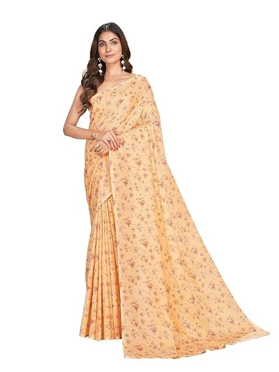 Garden Vareli Floral Print Chiffon Saree