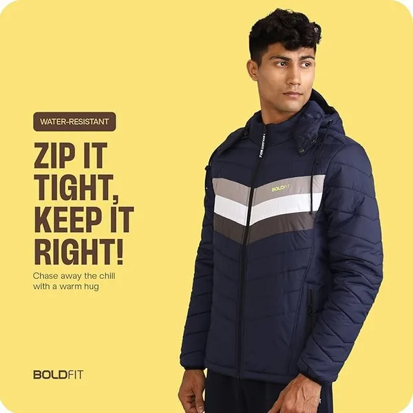 Boldfit Jacket For Men Winter Wear Puffer Standard Length Jacket For Men Monsoon Winter Wear For Men Hooded Winter Jackets For Men Padded Bomber Jacket For Men Full Sleeve Men's