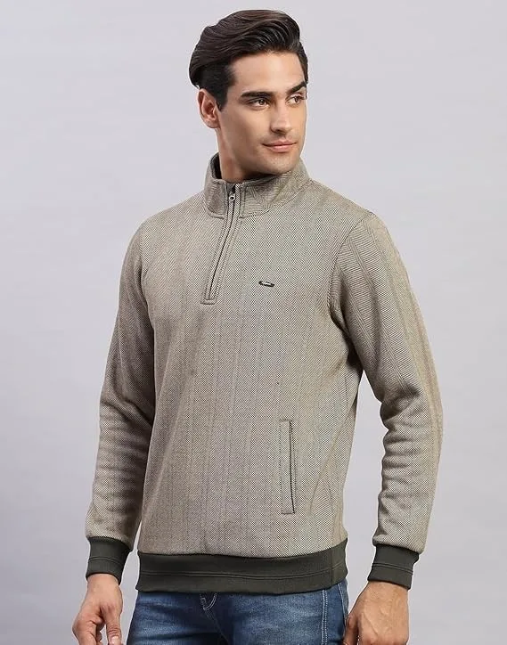 Monte Carlo Mens Self Design Mock Neck Full Sleeve Sweatshirt (224261382)