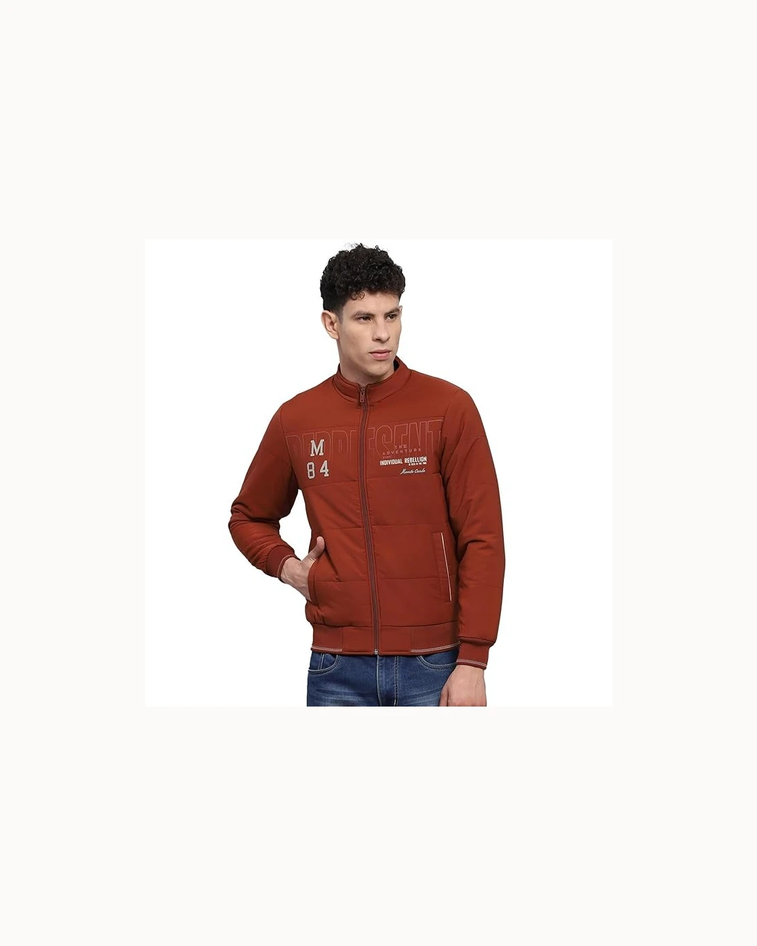 Monte Carlo Mens Printed Mock Neck Full Sleeve Jacket (224066865)