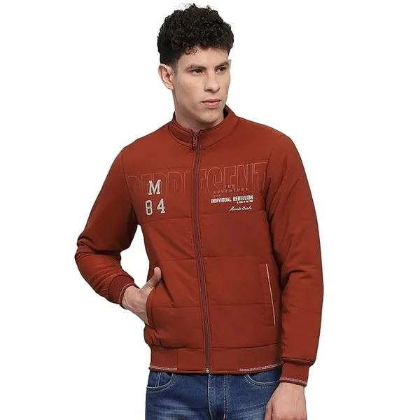 Monte Carlo Mens Printed Mock Neck Full Sleeve Jacket (224066865)