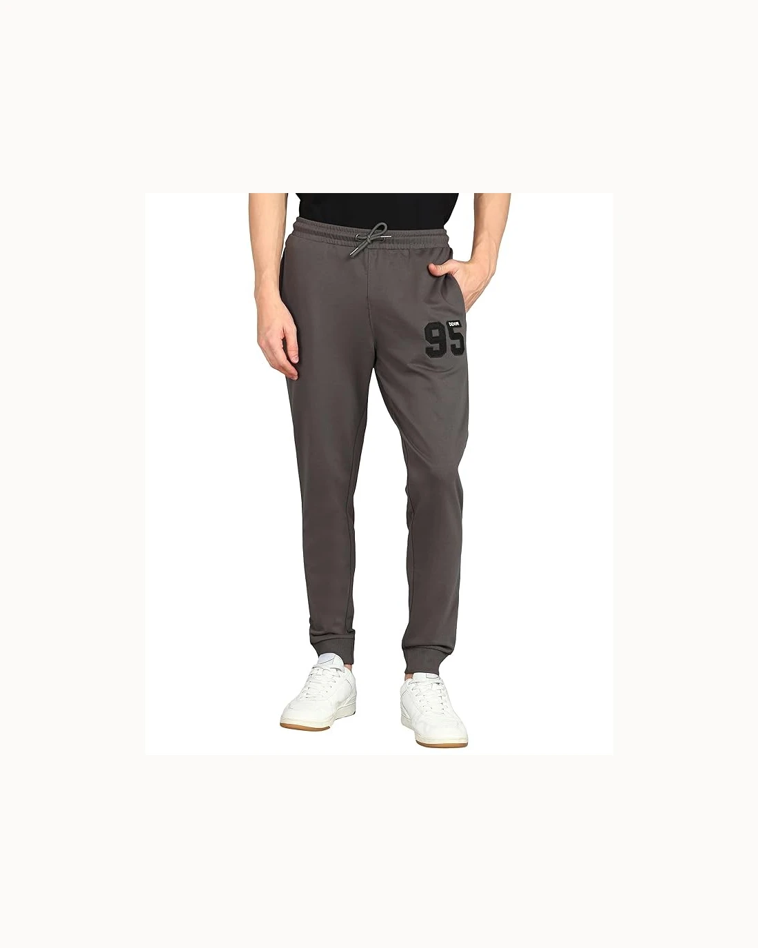 Alan Jones Clothing Men Mid Rise Cotton Blend Joggers Track Pants | French Terry | Zipper Pocket | Casual, Gym & Lounge Wear
