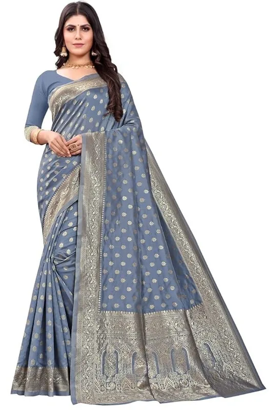 C J Enterprise Women's Pure Kanjivaram Silk Saree Banarasi Soft Sari With Blouse Piece For Wedding (Pari124-50)