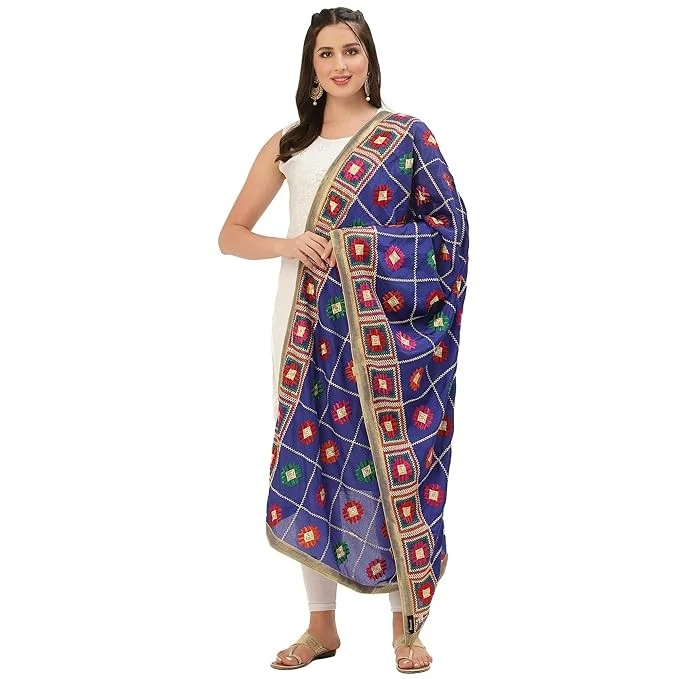 Pashtush women Art Silk dupatta, Phulkari Embroidery design