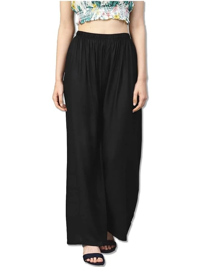 Go Gazab - Stylish Women's Palazzo: Trendy Rayon Solid Color Ethnic Wear Palazzo