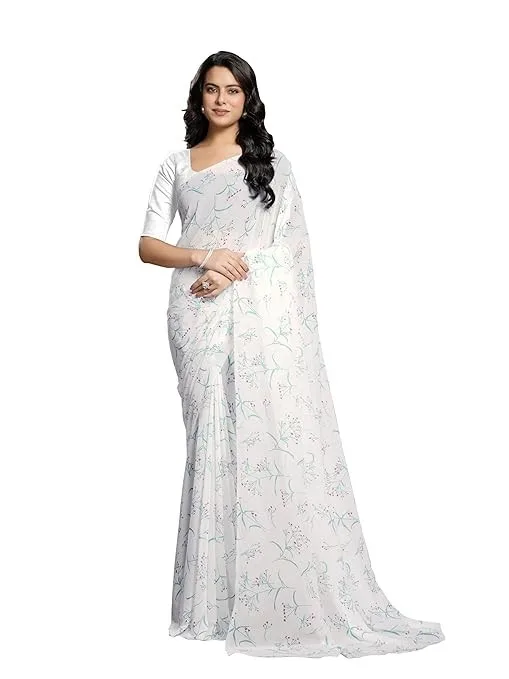Garden Vareli Floral Print Georgette Saree | Lightweight & Elegant Saree