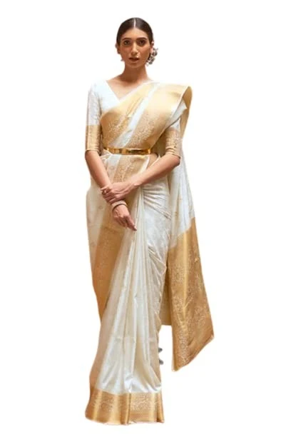 SWORNOF Women's kanjivaram banarasi silk saree for festival Wedding silk with rich pallu Design sarees for women with Unstitched blouse piece