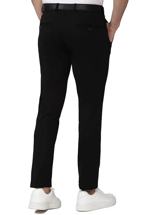 Peter England Men's Slim Fit Mid Rise Formal Stretchable Knit Super Trouser | Comfort Lycra | 360-Degree Stretch