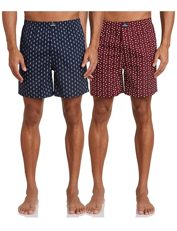 Symbol Men's Cotton Printed Boxer Shorts (Combo Pack of 2) Casual | Underwear | Half Pants | Short Pant - Regular Fit with Back Pocket