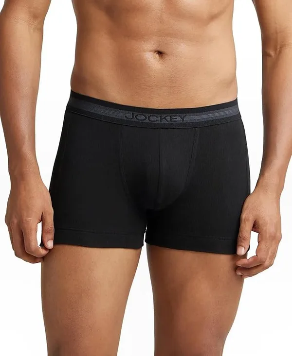 Jockey 1015 Men's Super Combed Cotton Rib Solid Trunk with Stay Fresh Properties
