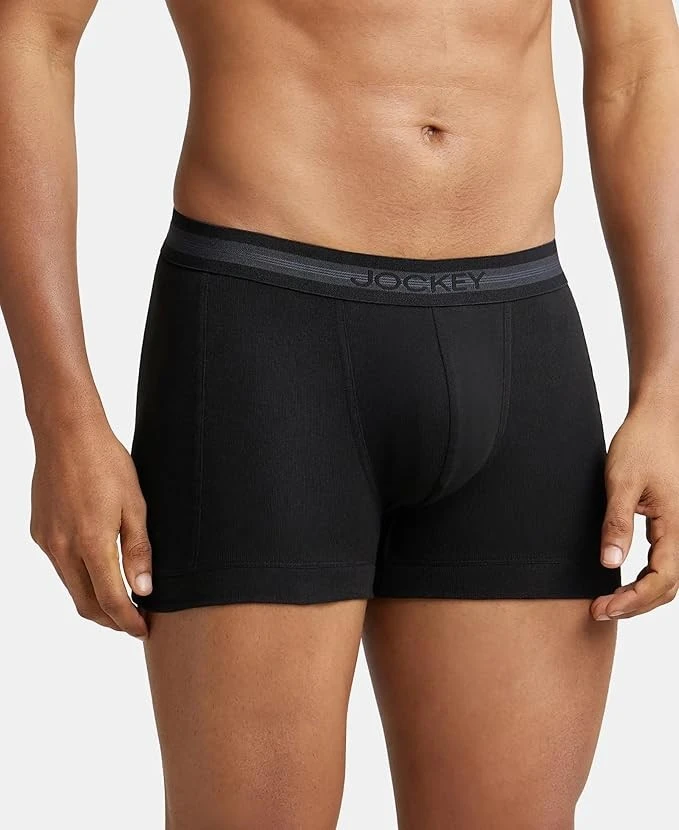 Jockey 1015 Men's Super Combed Cotton Rib Solid Trunk with Stay Fresh Properties