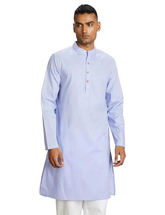 Amazon Brand - Symbol Men's 100% Cotton Solid Long Length Casual Kurta - Regular Fit