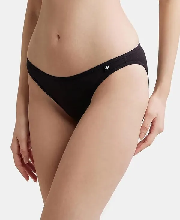Jockey SS02 Women's Super Combed Cotton Elastane Stretch Low Waist Bikini with Concealed Waistband and Stay Fresh Treatment