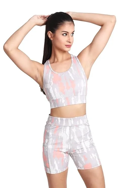 SPLORR Premium Shorts and Padded Bra High Waist Stretchable Gym Shorts Leggings Gym wear/Active Wear Yoga Pants Zumba/Dance Womens Stretchable Workout Shorts and Sports Padded Bra Set(Removable Pads)