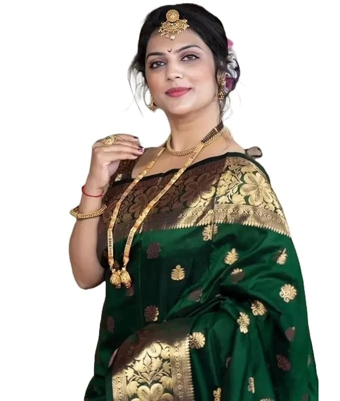 Yashika Women's Zari Woven Cotton Silk Jacquard Saree With Unstitched Blouse Material