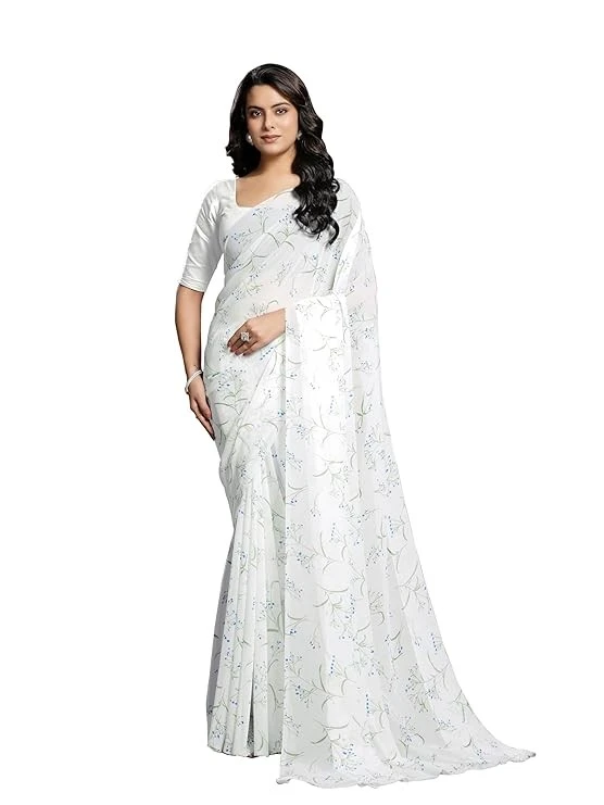 Garden Vareli Floral Print Georgette Saree | Lightweight & Elegant Saree