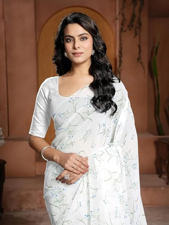 Garden Vareli Floral Print Georgette Saree | Lightweight & Elegant Saree