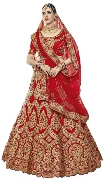 Pepiottoz Bridal Embroidered Lehenga Choli, Semi Stitched beautiful Lehenga, Choli With Dupatta For wedding